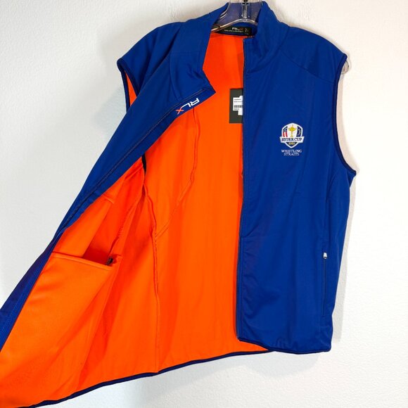 Ralph Lauren RLX Vest Mens Large Golf Blue Orange Zip Performance Ryder Cup 2020 - Picture 3 of 13